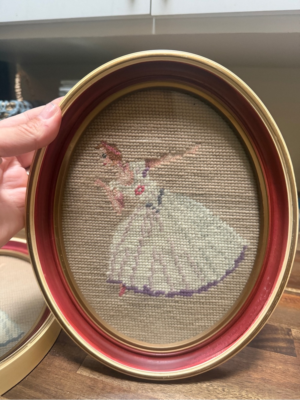 Vintage Needlepoint Ballet Dancer Wall Art – Pair 🩰 - Picture 3 of 4